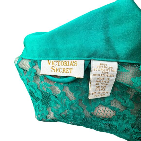 Victoria's Secret Vintage Silk Robe Green One Size Women's Loungewear Gold Label - Picture 4 of 4